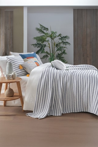 Sarev Flint Mavi %100 Pamuk Çift Kişilik Yatak Örtüsü Mavi