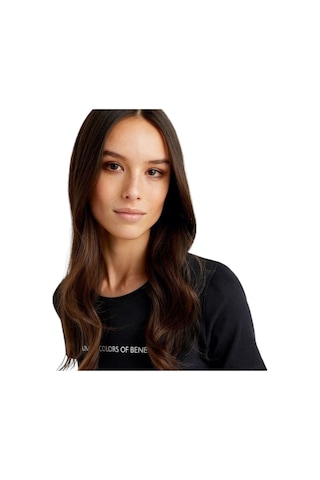 United Colors Of Benetton Kadın Benetton Yazılı Basic T-shirt SIYAH