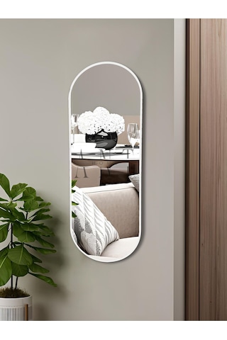 Model Alfa Dekoratif Ayna Duvar Aynası Konsol Aynası Mdf Elips Ayna 120x50 120 X 50 Beyaz