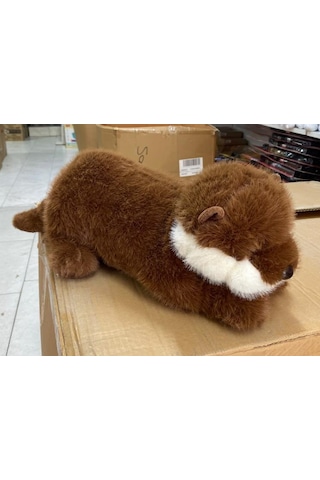 Peluş Kahverengi Uyku Arkadaşı Yatan Susamuru Büyük Boy Su Samuru Peluş 50 Cm Pelüş