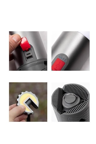 Shufa Glampıng Taşınabilir Kamp Işığı Uzun Şarj Süresi Uzaktan Kumanda Alüminyum Teleskopik Tripodlu Lamba 10,000 Ma Gri