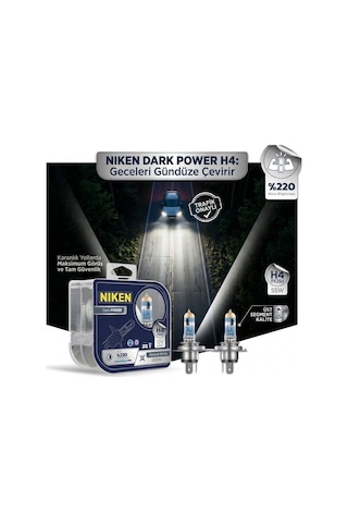 H4 Halojen Far Ampulü %220 Daha Parlak 4500k 12v 55w Trafik Onaylı Uzun Ömürlü 2'li Set Beyaz Işık