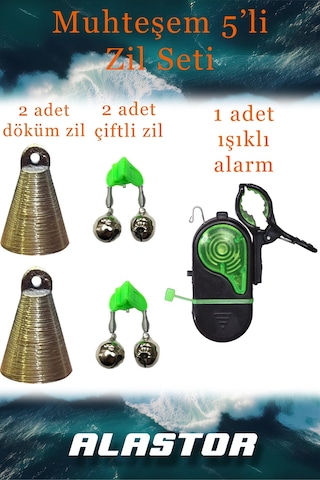 Muhteşem 5'li Balık Zil Seti Balık Zili Balık Alarmı Olta Olarmı Olta Zili Döküm Zil