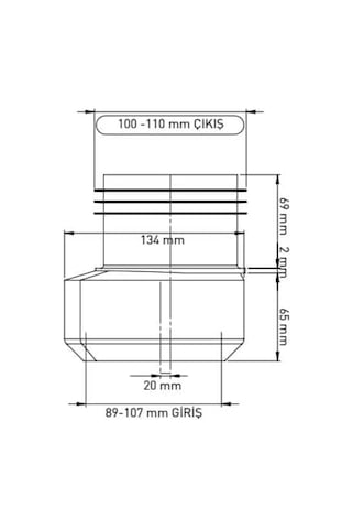 Klozet Eksantrik Kada Esnek 100 Lük 20 Mm