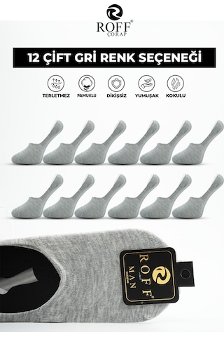 12 Li Erkek Babet Corap Wolk Gri