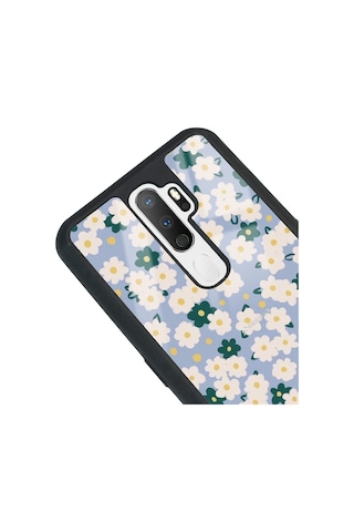 Oppo A5 2020 Daisy Pattern Tasarımlı Glossy Telefon Kılıfı Siyah