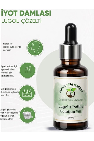 İyot Damlası %5'lik 30 Ml Damlalıklı Şişe Lugol Çözeltisi %5 İyot Desteği