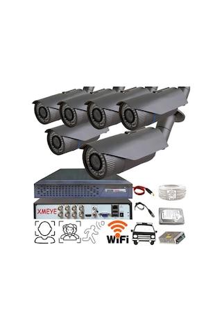 6 Lı Araç,yüz,insan Ve Hareket Algılayan 5 Mp Lens 1080p 42 Irled Güvenlik Kamera Seti Bs242
