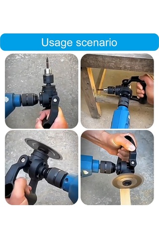 Xurunkeji 90 Derece Matkap Adaptörü Çok İşlevli Matkap Adaptörü Dik Açı Matkap Ataşmanı Metal Matkap Mandren Aksesuarı