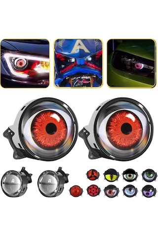 Oto Led Far Mercek Göz Animasyonlu 3 İnç Yeni Nesil Kumanda Kontrol Far Ambiyans Aydınlatma 2 Adet