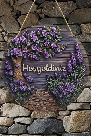 Kututr Hoş Geldiniz Mdf Kapı Süsü / 3d Görünümlü Askılı Silinebilir Uv Baskılı Dekoratif Ks014,ks014 20 X Çok Renkli