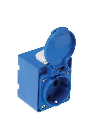 Mete Enerji 1x16a.pano Priz+ Kasa Ray Montaj Elemanlı Mavi 40403706