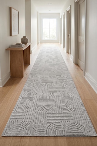 Raschel Carpet Bohem Yolluk Yıkanabilir Leke Tutmaz Modern Sisal Açık Gri Özel Seri Kaymaz Taban Halı Yolluk Açık Gri