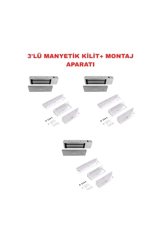 Sarkey Sr-500 Manyetik Kilit Seti 500 Kg Elektromanyetik Kilit + Zl Montaj Aparatı 3 Adet