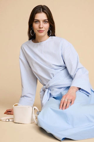 Defacto Regular Fıt Poplin Uzun Kollu Tunik H1876ax26smbe745 Mavi-be745