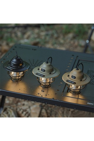 Aubyhe Güneş Tenekesi Desenli Kamp Lambası, Ipx4 Su Geçirmez, 4 Seviye Işık Ayarı, 1200mah Pil, 5-80 Saat Süre, Yeşil Rengi Koyu Yeşil