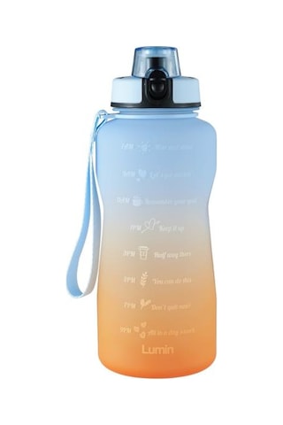 Lumin Flask Su Matarası 1,5 Litre Motivasyon Matarası Bpa Free Su Şişesi Suluk Water Bottle Mavi - Turuncu