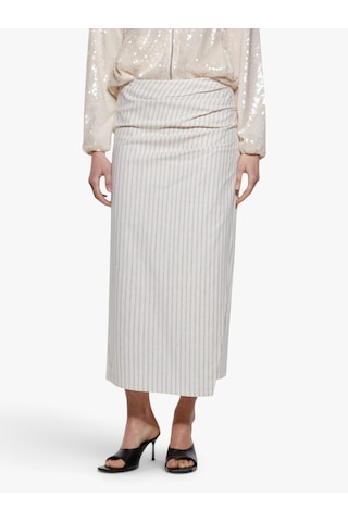 Sisley Keten Karışımlı Yandan Fermuarlı Slim Fit Midi Etek Kadın Siyah Etek - 325p45ıcl002p Beyaz