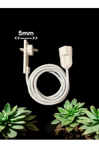 Tekli Uzatma Kablosu 3 Metre Beyaz İnce Fişli, Dar Alan Uyumlu, Çocuk Korumalı Priz 3 M