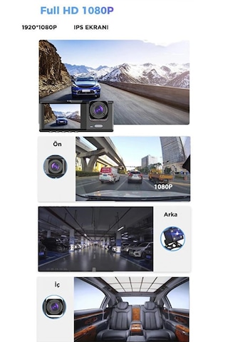 1080p Full Hd Çözünürlük 3 Kameralı Araç İçi Seyir Ve Arka Kamera