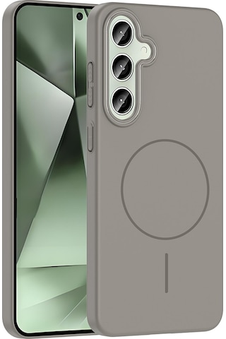 Galaxy S24 Fe Kılıf M-safe Şarj Özellikli Zore Ruby Sert Kapak Gri