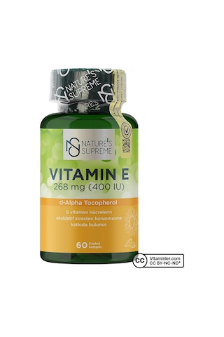 Nature's Supreme Vitamin E 400 IU 60 Kapsül