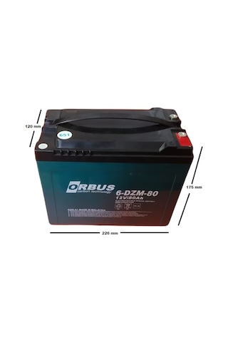 Orbus 12 V 80 Ah Amper Elektrikli Bisiklet Aküsü