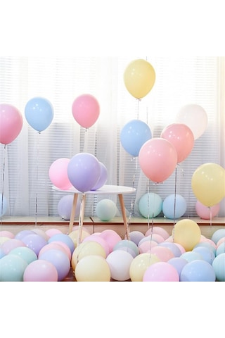 100 Lü Adet Pembe Soft Makaron Balon. Mat Pastel Balon Parti Süsü