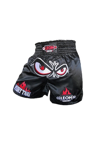 Kogam Leon No Fear Nakışlı Profesyonel Muay Thai Ve Kick Boks Şortu Siy