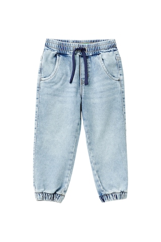 United Colors Of Benetton Erkek Çocuk Açık Mavi Arka Cebi Logolu Lastik Paça Ağartılmış Denim Pantolon