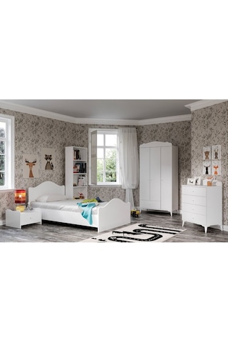 Baby Darling Zebra Karyola 90x200cm Tek Kişilik Beyaz %100 Mdf 4 Bölge Destekli