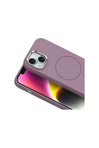 Apple Uyumlu iPhone 14 Kılıf M-safe Şarj Özellikli Metal Kamera Çerçeveli Mkst Edi Silikon Kapak - Turuncu Turuncu