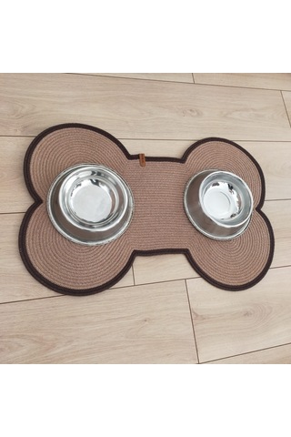 Açık Kahverengi Köpek Kemik Şekli Mama Altlığı/evcil Hayvan Mama