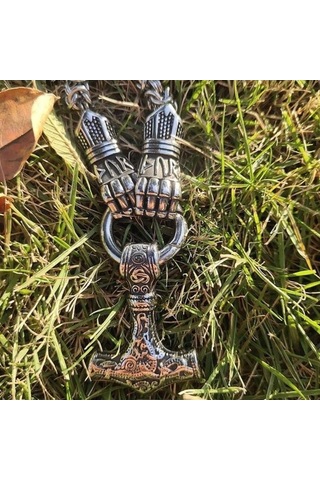 Novahub Iskandinav Paslanmaz Çelik Viking Rune Kolye, Thunder Mjolnir Çekiç Takı, Erkekler İçin Punk Style Kolye Kolye Gümüş