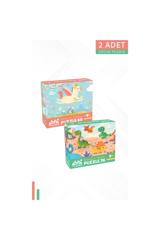 2adet 60 Parça - Unıcorn Dream Unıcorn Rüyası Ve 36 Parça - Dınosaurs World Dinozorların Dünyası