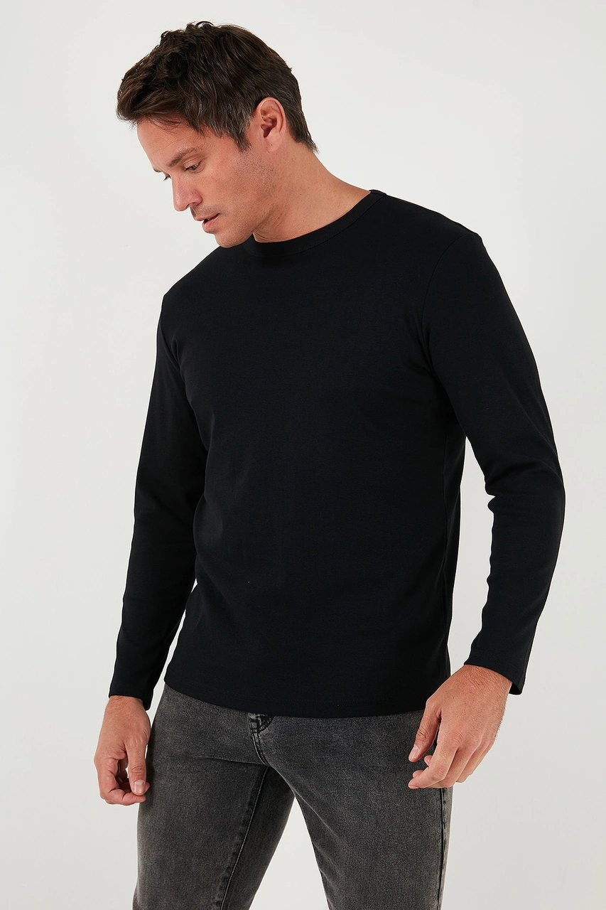Buratti Pamuklu Slim Fit Bisiklet Yaka Basic Erkek Sweat 59050741 Siyah