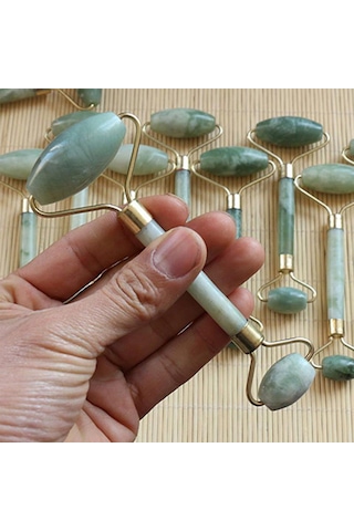 Yeşim Taşı 2li Jade Roller Yüz Masaj Aleti Roller Yeşim Taşı Çok Renkli