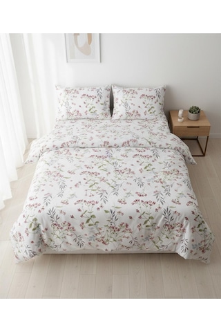 Floral Breeze %100 Pamuk Çift Kişilik Nevresim Takımı 200x220 Cm Beyaz
