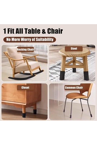 Geeroyoo 30 Parça Evrensel Sandalye Ayak Koruyucu, Kendinden Yapışkanlı Mobilya Koruyucu, Gürültü Azaltıcı, Siyah Siyah