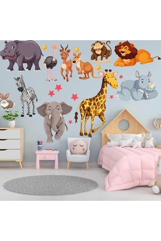 Sevimli Hayvanlar Çocuk Odası Duvar Sticker Çocuk Bebek Odası