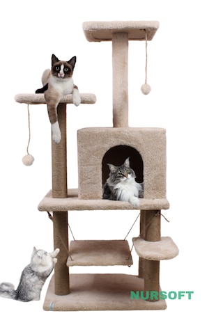 Nursoft Violet Salıncaklı Yuvalı Lüx Kedi Tırmalama Oyun Evi - Nursoft Y-01 Nursoft Violet Salıncaklı Yuvalı Lüx Kedi Tırmalama Oyun Evi - Nursoft Y-01
