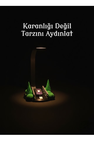 Dekoratif Yol Konseptli Led Masa Lambası - Gece Lambası - Diecast Araç Sergileme Standı - Ofis Ve Oyuncu Masası Hediyesi Siyah