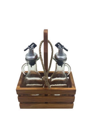 Ahşap Doğal 2li Tombul Set Yağdanlık Ve Sosluk Takımı Set Kiraz 1 Set Ahşap