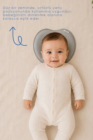 Babyjem Bebek Düz Kafa Yastığı Düz Kafa Engelleyici Yastık Gri