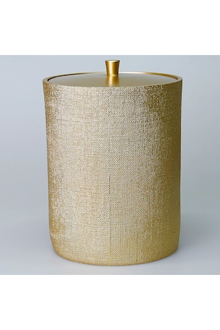 Linen Çöp Kovası Altın Siyah