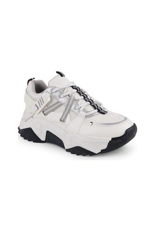 Libero L083.65160 Beyaz Gümüş Hakiki Deri Kadın Sneaker Yüksek Tabanlı Rahat Spor Ayakkabı Beyaz-lacivert