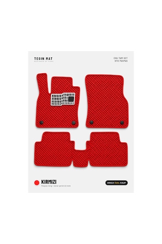 Volkswagen Tiguan Allspace Eva Oto Paspas Tam Set 2016 2023 Kırmızı Metal Topukluk Dahil