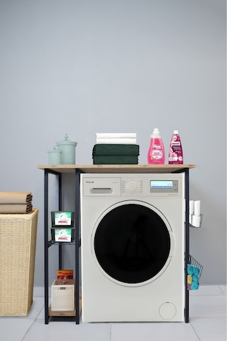 Nr Çamaşır Makinesi Üstü Yatay 2 Raflı Düzenleyici Siyah Metal Siyah