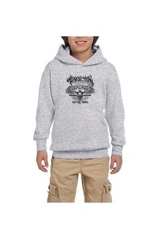 Zepplin Giyim Benediction Pactum Serva Gri Çocuk Kapşonlu Sweatshirt