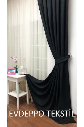 Evdepo Home Deniz Soft Pileli Fon Perde Siyah (446699454) Siyah